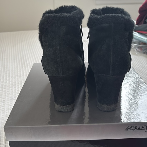 Aquatalia black suede wedge booties, size 9. - Picture 5 of 6